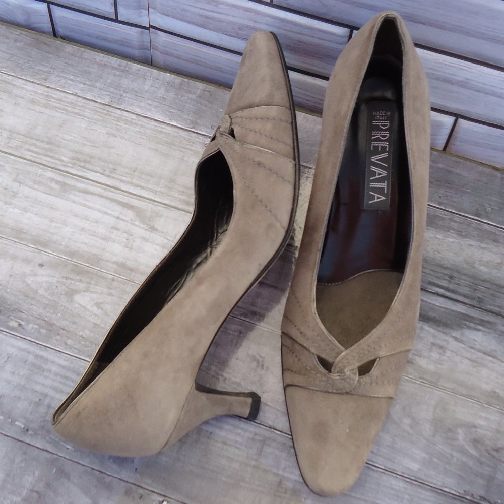 SIZE 8. Prevata Italian suede leather heels shoes.
